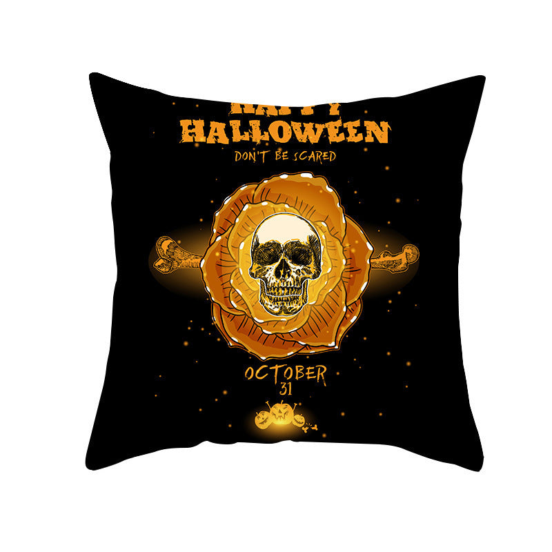 New Product Halloween Pillowcase Pumpkin Letter Fly Velvet Pillow Cushion Cover