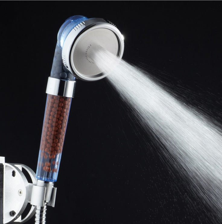 Three-speed Transparent Pressurized Negative Ion Handheld Showerhead Filter Water Purifying Shower Nozzle