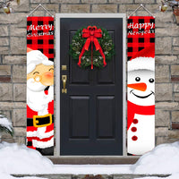 Haobei 21 Years New Product Amazon Cross-border Christmas Door Curtain Couplet Santa Claus Pattern Holiday Decorations