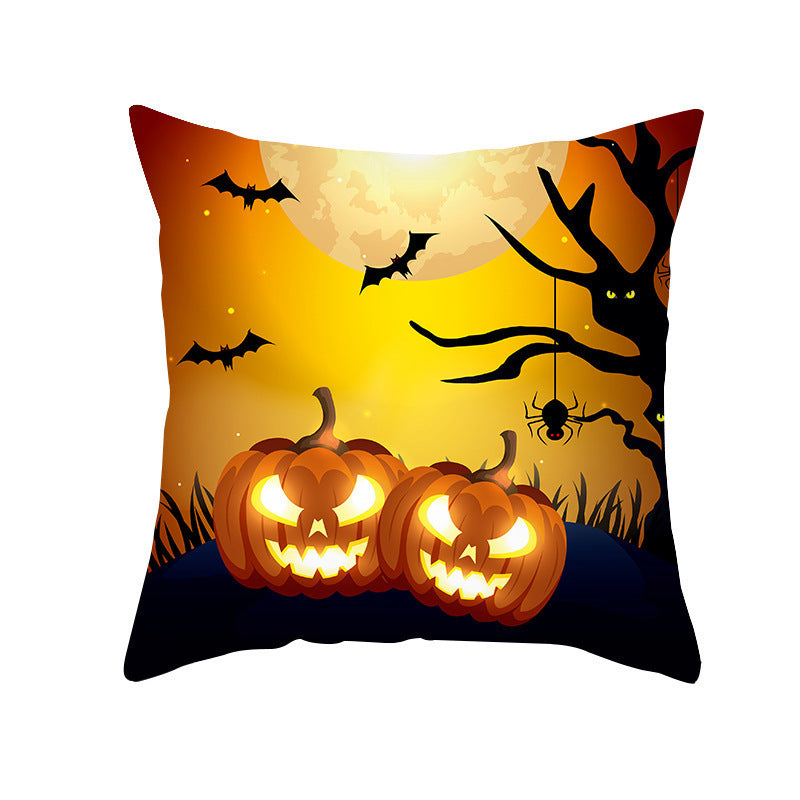 New Product Halloween Pillowcase Pumpkin Letter Fly Velvet Pillow Cushion Cover