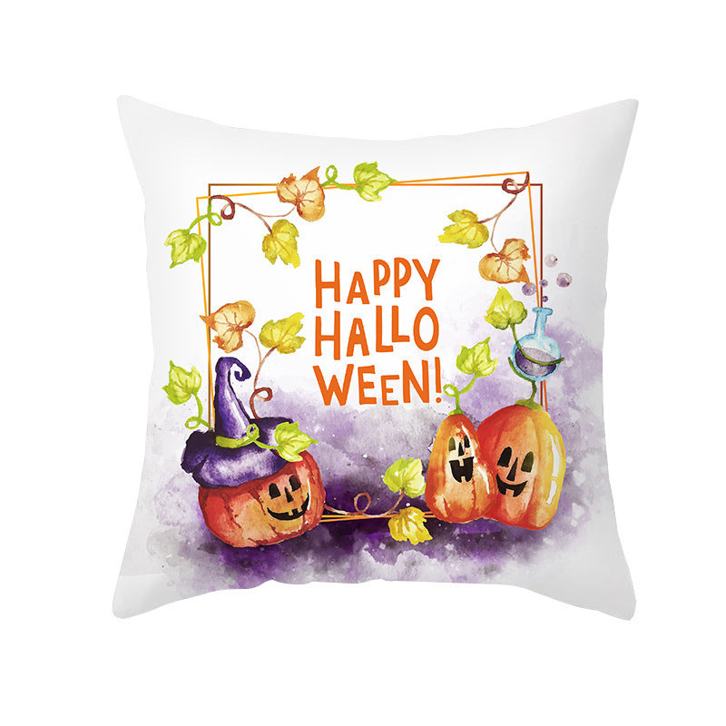 New Product Halloween Pillowcase Pumpkin Letter Fly Velvet Pillow Cushion Cover