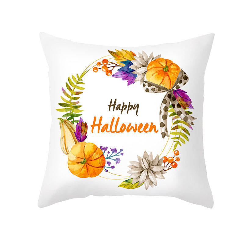 New Product Halloween Pillowcase Pumpkin Letter Fly Velvet Pillow Cushion Cover