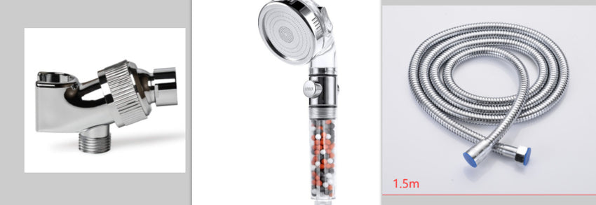 Three-speed Transparent Pressurized Negative Ion Handheld Showerhead Filter Water Purifying Shower Nozzle