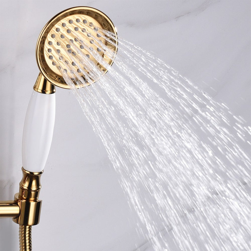 Free shipping brass metal PVD gold water saving telephone shower head handheld shower sprayer