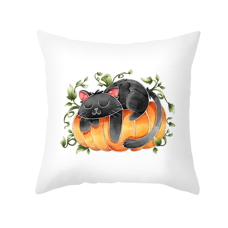 New Product Halloween Pillowcase Pumpkin Letter Fly Velvet Pillow Cushion Cover