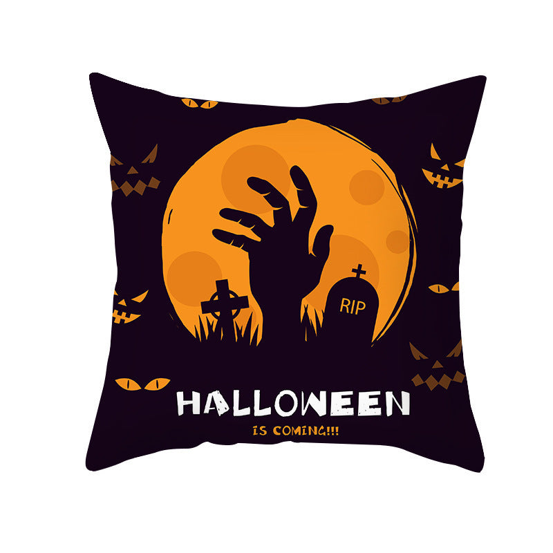 New Product Halloween Pillowcase Pumpkin Letter Fly Velvet Pillow Cushion Cover