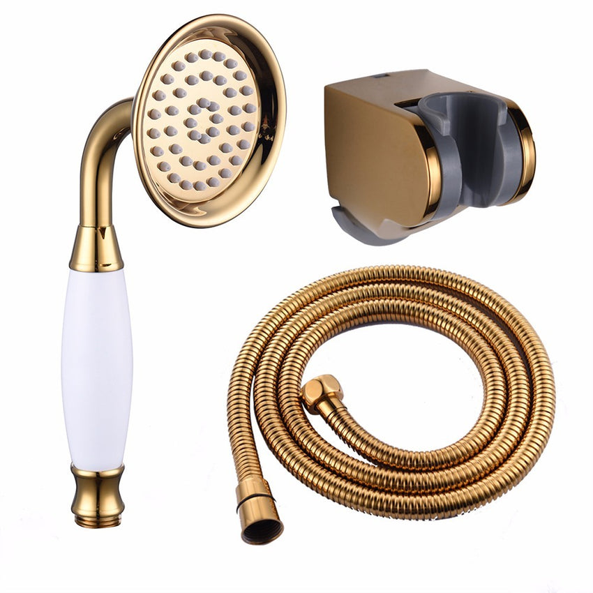 Free shipping brass metal PVD gold water saving telephone shower head handheld shower sprayer