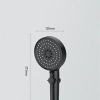 Five-speed Spray Black Powerful Supercharged Water-saving Shower Head Nozzle Suit