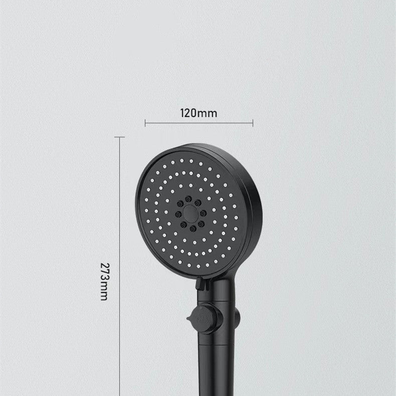 Five-speed Spray Black Powerful Supercharged Water-saving Shower Head Nozzle Suit