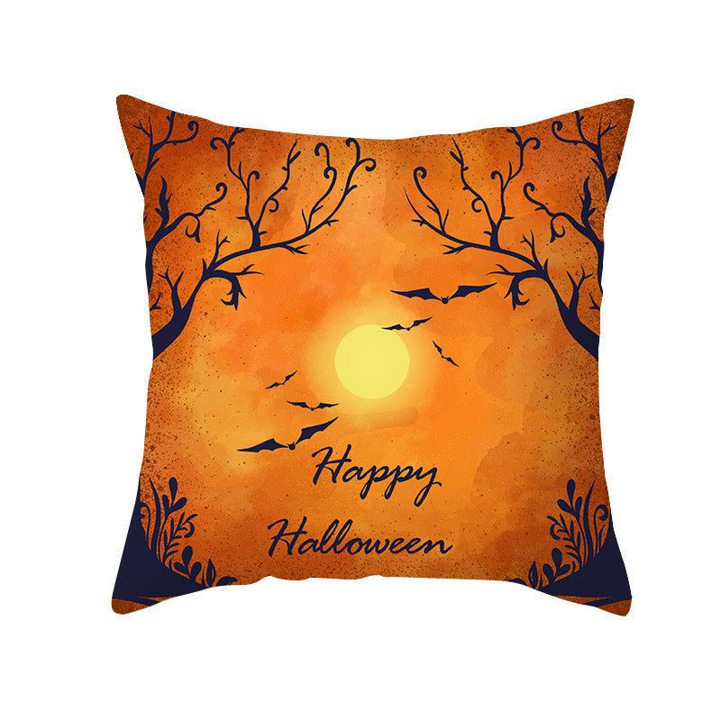 New Product Halloween Pillowcase Pumpkin Letter Fly Velvet Pillow Cushion Cover