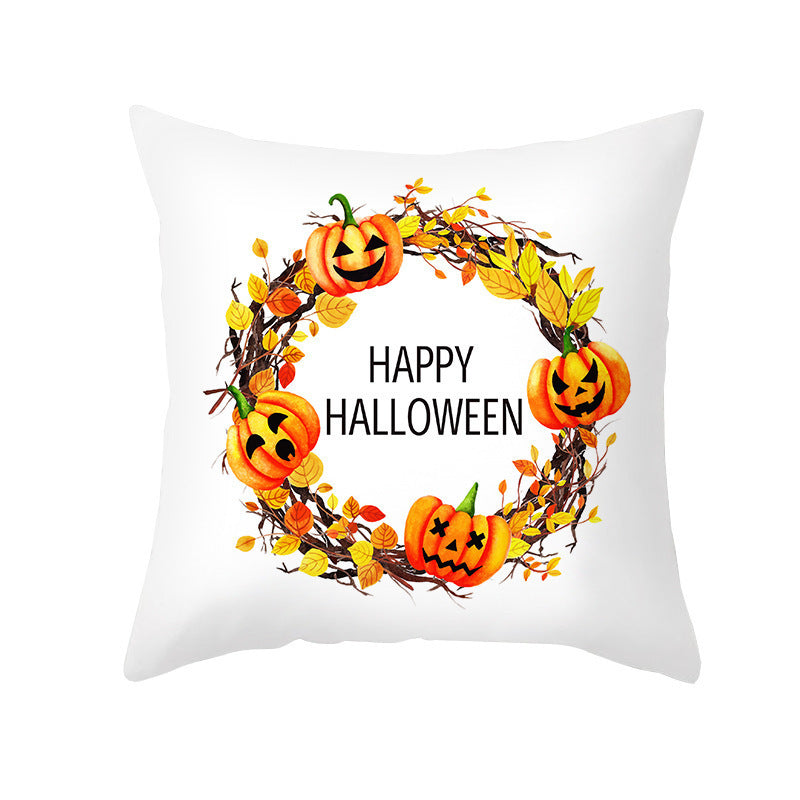 New Product Halloween Pillowcase Pumpkin Letter Fly Velvet Pillow Cushion Cover