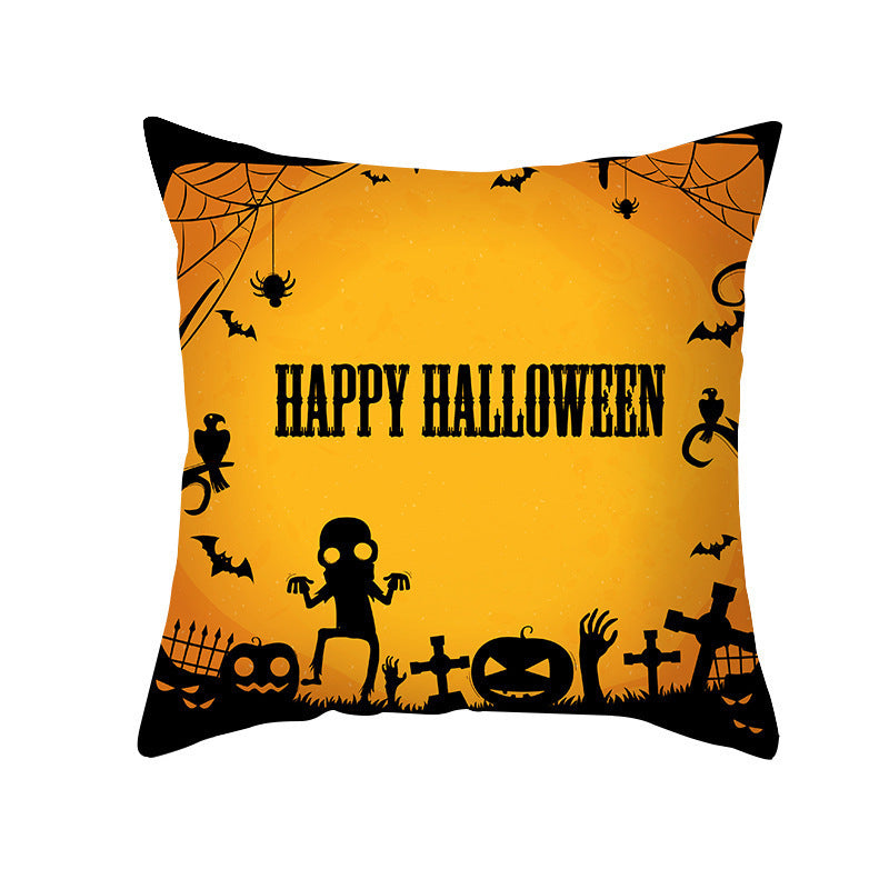 New Product Halloween Pillowcase Pumpkin Letter Fly Velvet Pillow Cushion Cover