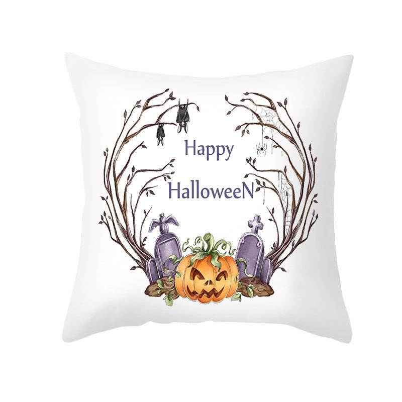 New Product Halloween Pillowcase Pumpkin Letter Fly Velvet Pillow Cushion Cover