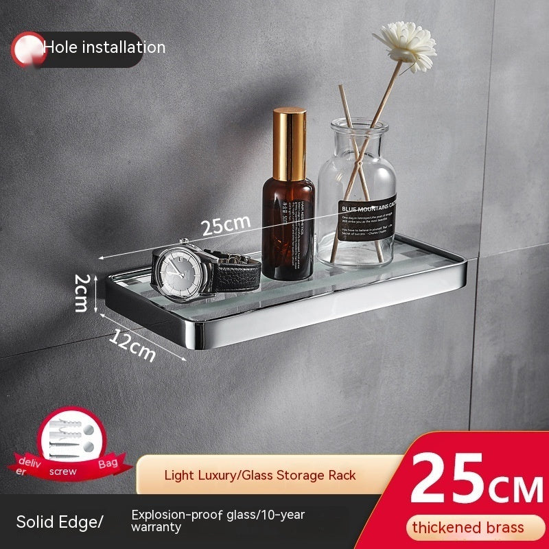 Copper Bathroom Glass Tray Punch Storage Rack