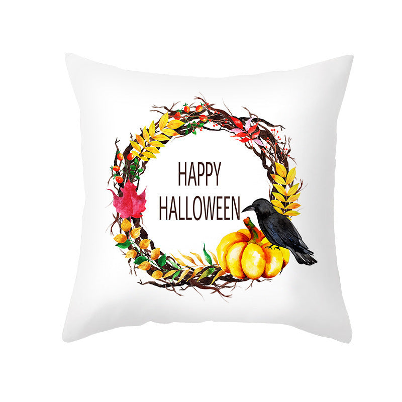 New Product Halloween Pillowcase Pumpkin Letter Fly Velvet Pillow Cushion Cover