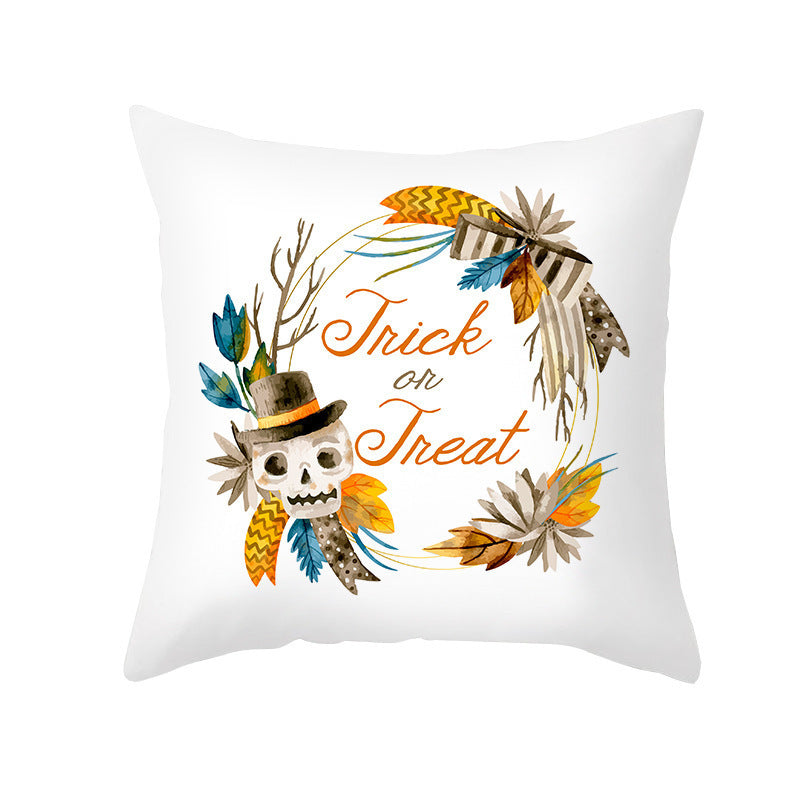 New Product Halloween Pillowcase Pumpkin Letter Fly Velvet Pillow Cushion Cover